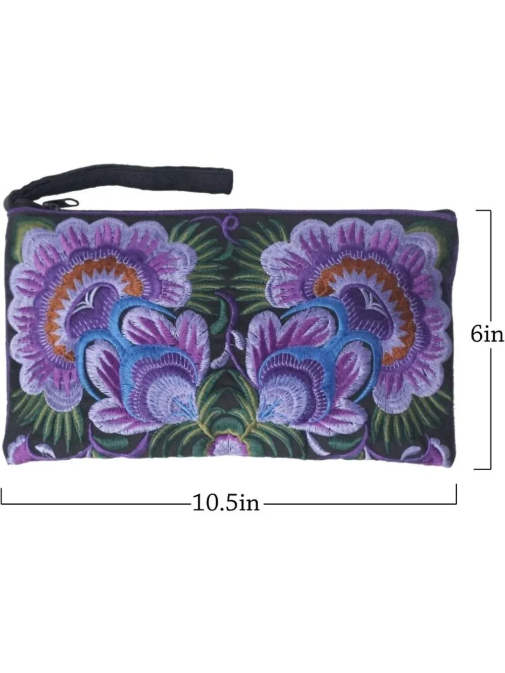 Floral Embroidered Boho Clutch | Handmade Ethnic Flower Wristlet Purse
